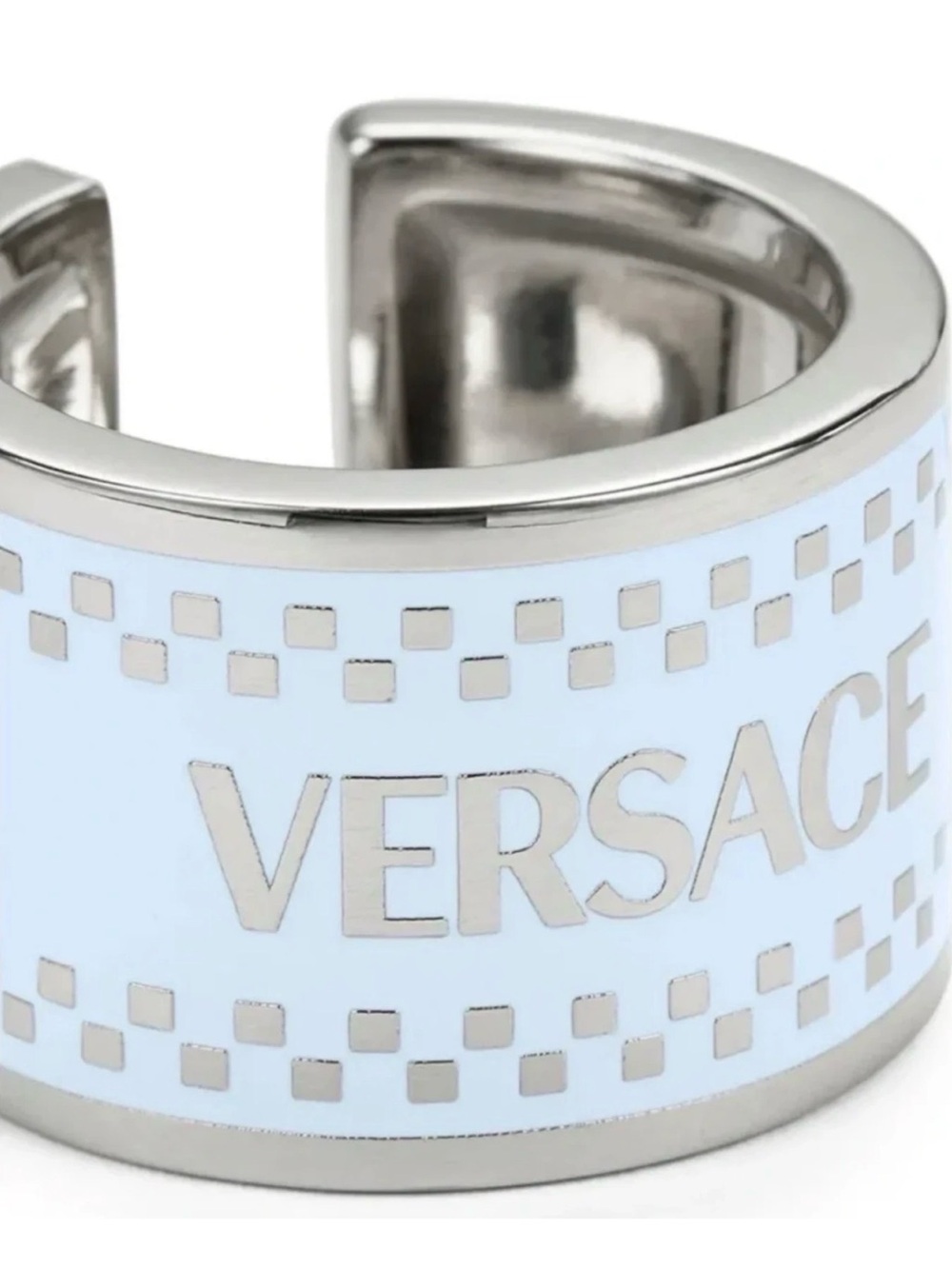 Versace Pale Blue Enamel Logo Ring